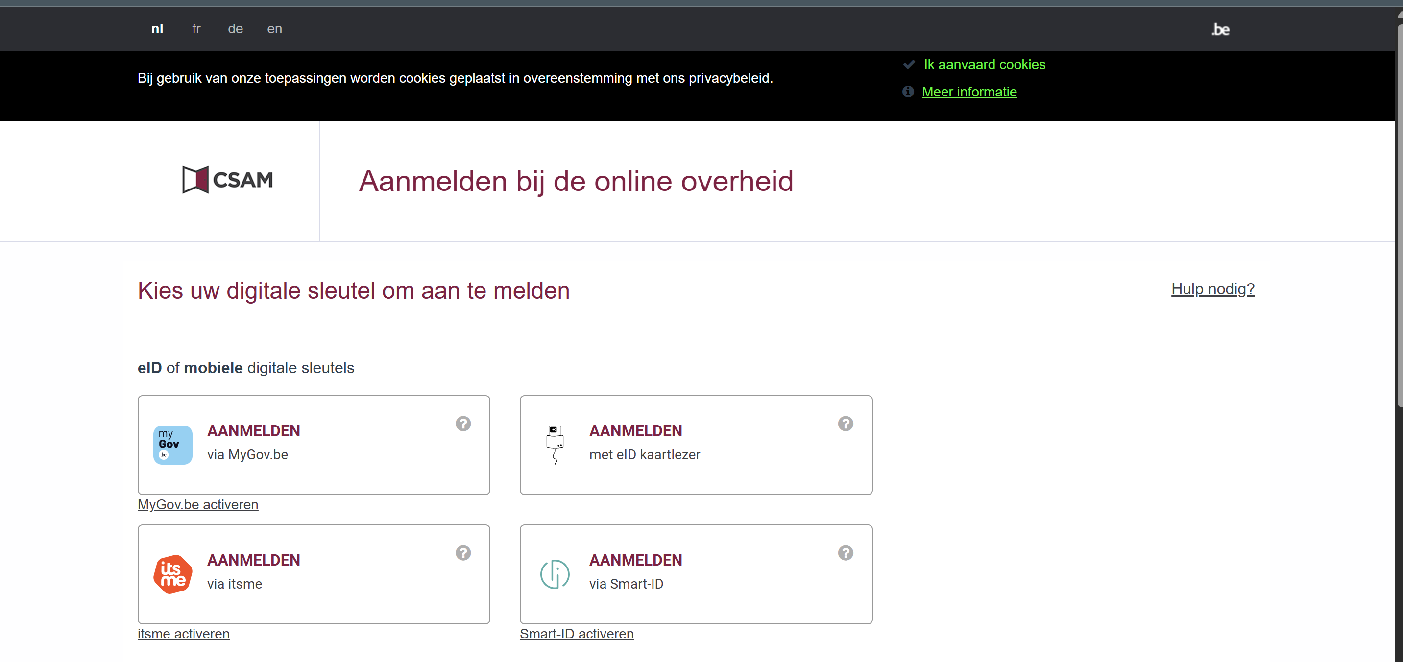 [ Schermafbeelding: aanmeldscherm BelDrive ]